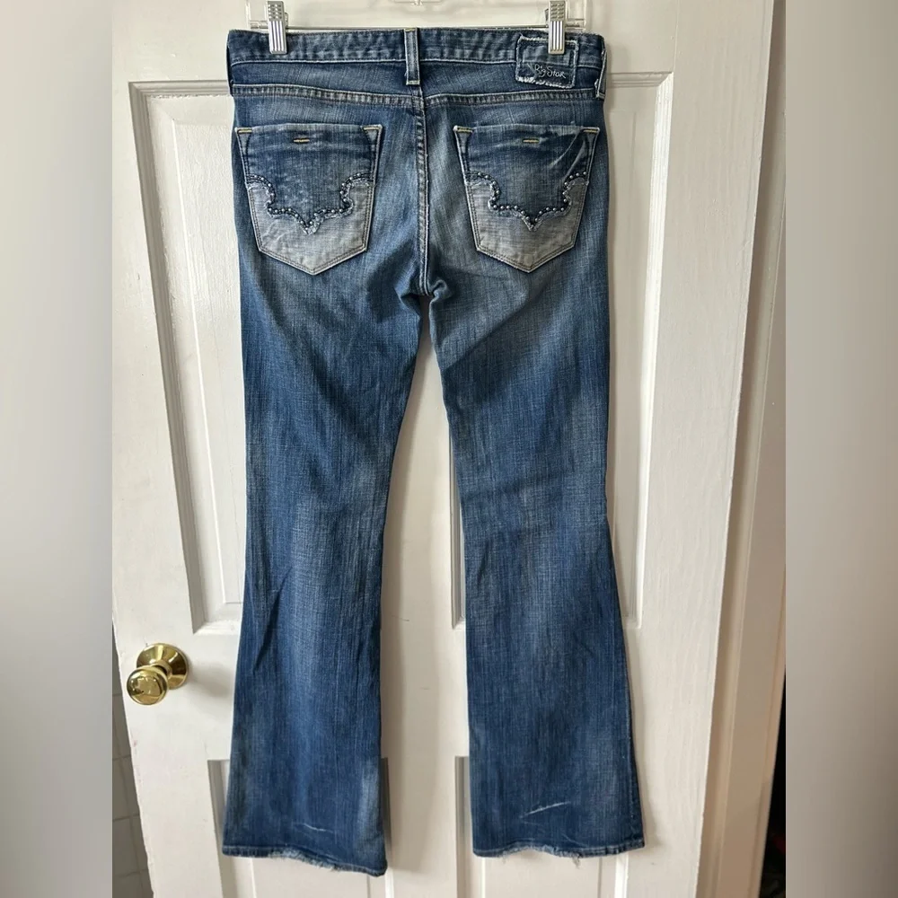 Big Star Low-Rise Boot Flare Women’s Tall Distressed Bootcut Jeans Sz 28 Long